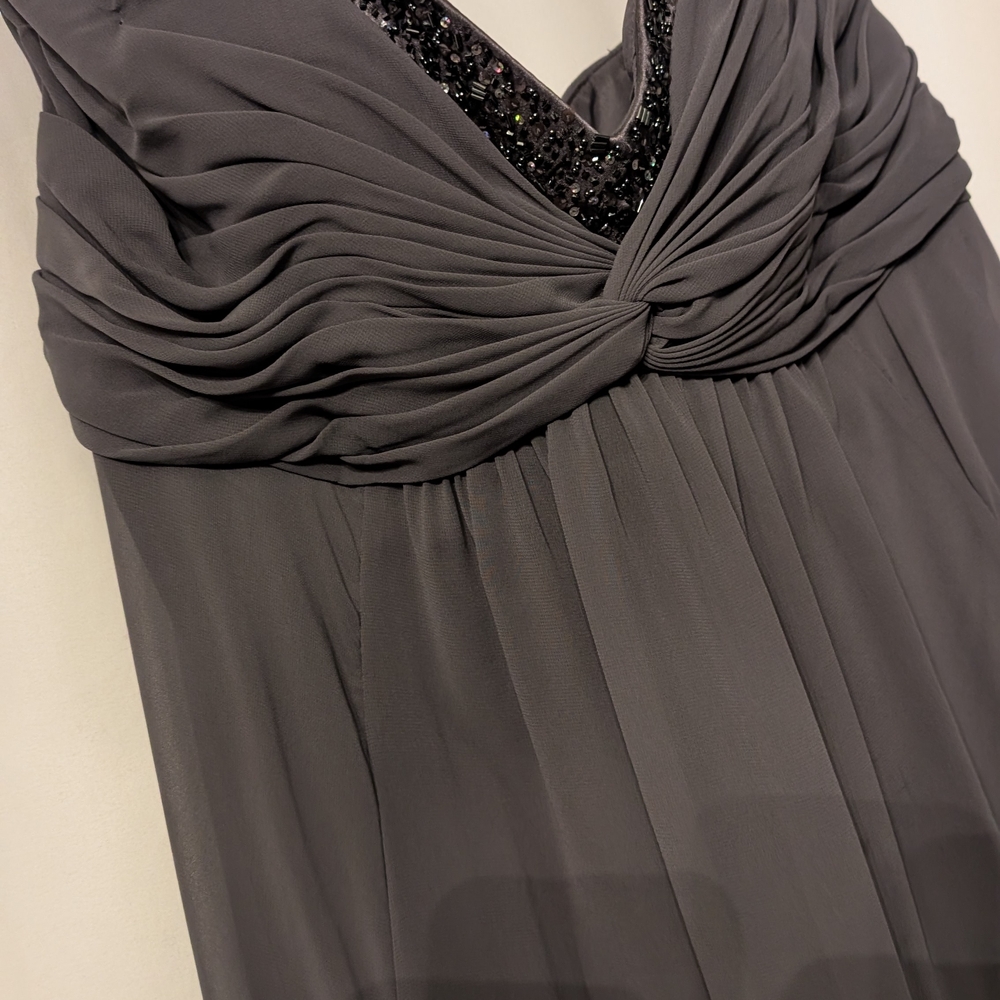 David's Bridal Strapless Charcoal Dress